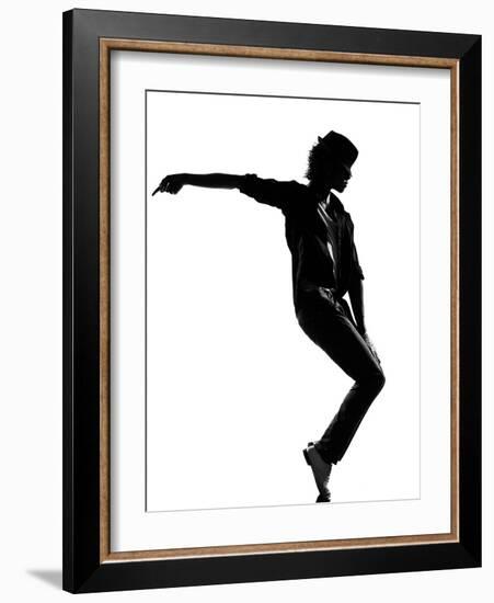 Full Length Silhouette Of A Young Man Dancer Dancing Funky Hip Hop R And B-OSTILL-Framed Art Print