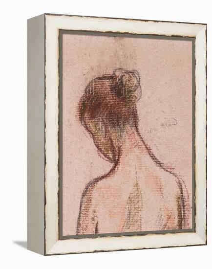 Full-Length Standing Nude of a Woman, from behind (Detail), before 1903 (Pastels on Pink Paper)-Camille Pissarro-Framed Premier Image Canvas