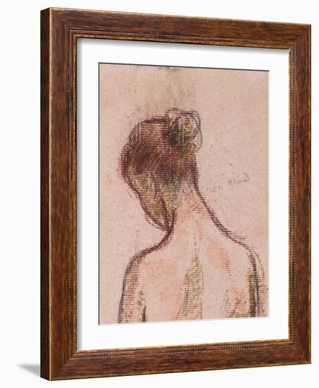 Full-Length Standing Nude of a Woman, from behind (Detail), before 1903 (Pastels on Pink Paper)-Camille Pissarro-Framed Giclee Print