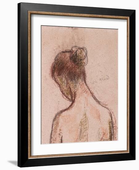 Full-Length Standing Nude of a Woman, from behind (Detail), before 1903 (Pastels on Pink Paper)-Camille Pissarro-Framed Giclee Print