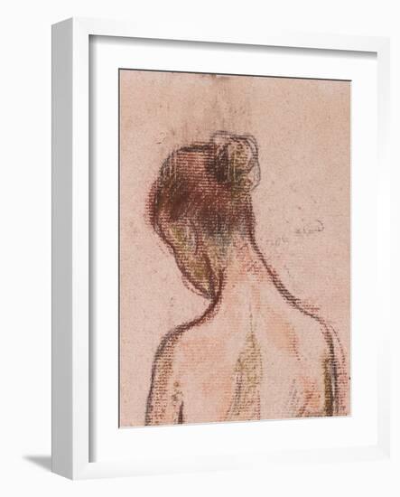 Full-Length Standing Nude of a Woman, from behind (Detail), before 1903 (Pastels on Pink Paper)-Camille Pissarro-Framed Giclee Print