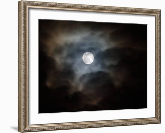 Full Moon and Passing Clouds at Night-Adam Jones-Framed Photographic Print