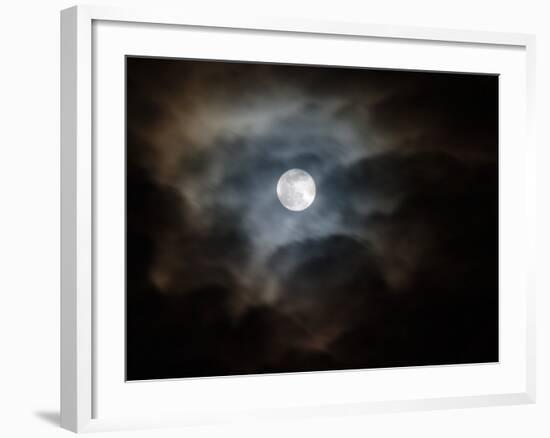 Full Moon and Passing Clouds at Night-Adam Jones-Framed Photographic Print