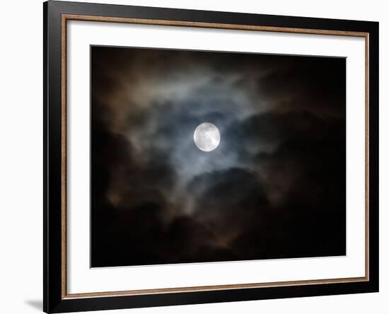 Full Moon and Passing Clouds at Night-Adam Jones-Framed Photographic Print