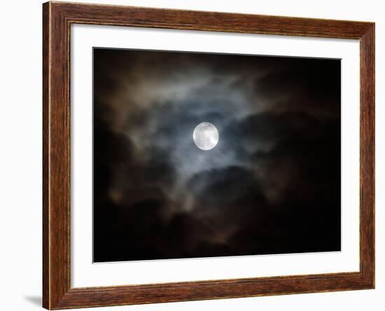 Full Moon and Passing Clouds at Night-Adam Jones-Framed Photographic Print