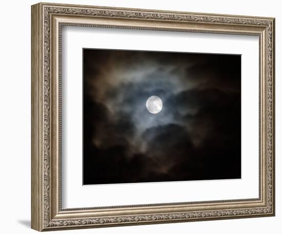 Full Moon and Passing Clouds at Night-Adam Jones-Framed Photographic Print