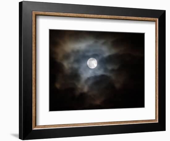 Full Moon and Passing Clouds at Night-Adam Jones-Framed Photographic Print