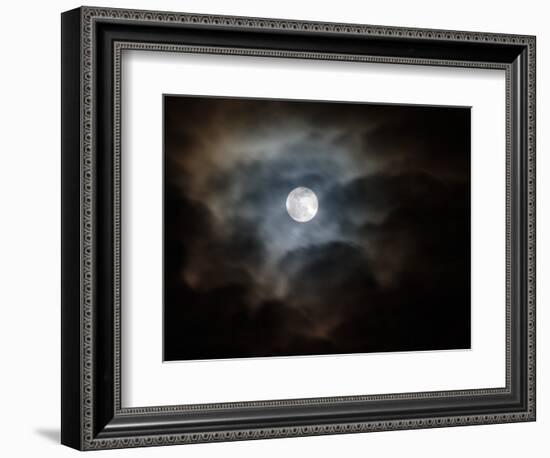 Full Moon and Passing Clouds at Night-Adam Jones-Framed Photographic Print