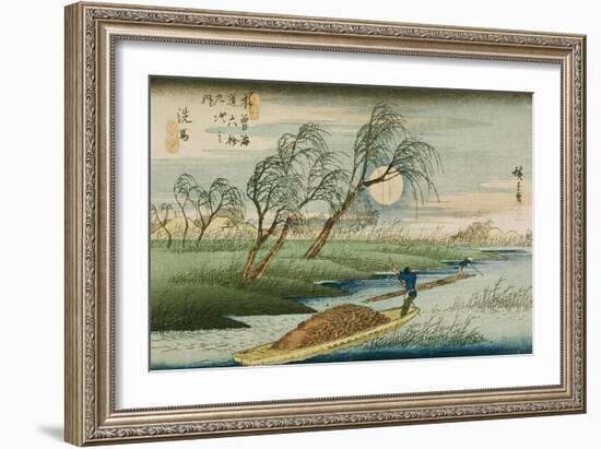 Full Moon at Seba, from the Series "69 Stations of the Kisokaido", circa 1837-42-Ando Hiroshige-Framed Giclee Print