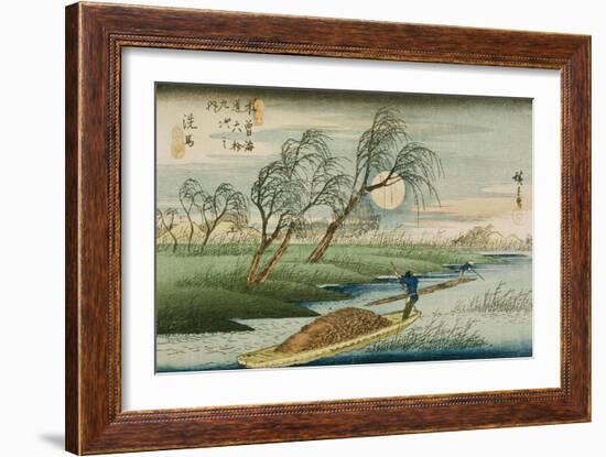 Full Moon at Seba, from the Series "69 Stations of the Kisokaido", circa 1837-42-Ando Hiroshige-Framed Giclee Print