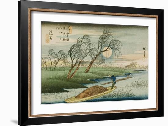 Full Moon at Seba, from the Series "69 Stations of the Kisokaido", circa 1837-42-Ando Hiroshige-Framed Giclee Print