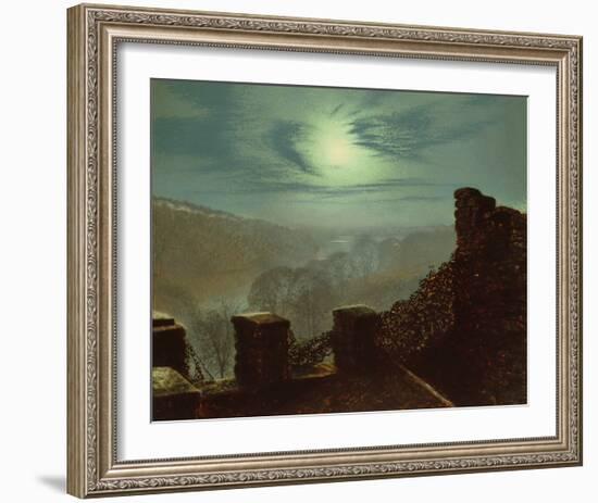 Full Moon Behind Cirrus Cloud from the Roundhay Park Castle Battlements-John Atkinson Grimshaw-Framed Giclee Print