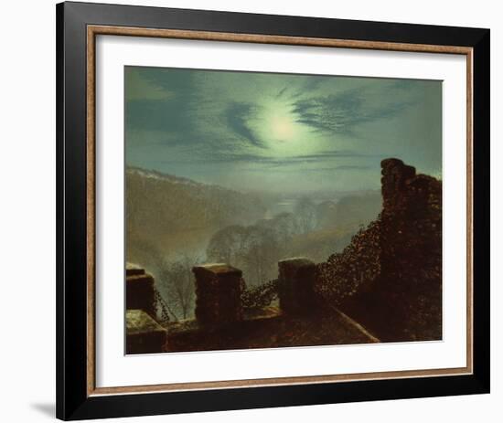 Full Moon Behind Cirrus Cloud from the Roundhay Park Castle Battlements-John Atkinson Grimshaw-Framed Giclee Print