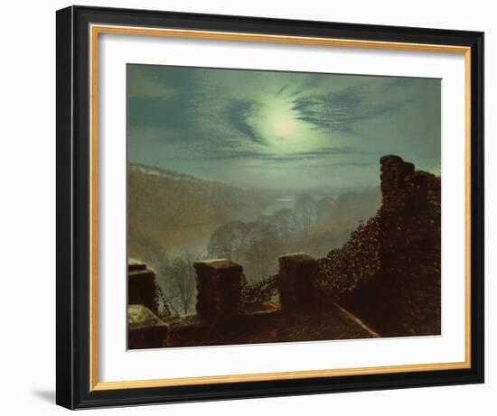 Full Moon Behind Cirrus Cloud from the Roundhay Park Castle Battlements-John Atkinson Grimshaw-Framed Giclee Print