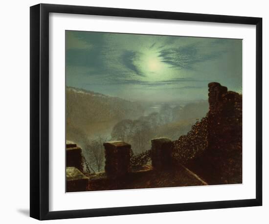 Full Moon Behind Cirrus Cloud from the Roundhay Park Castle Battlements-John Atkinson Grimshaw-Framed Giclee Print