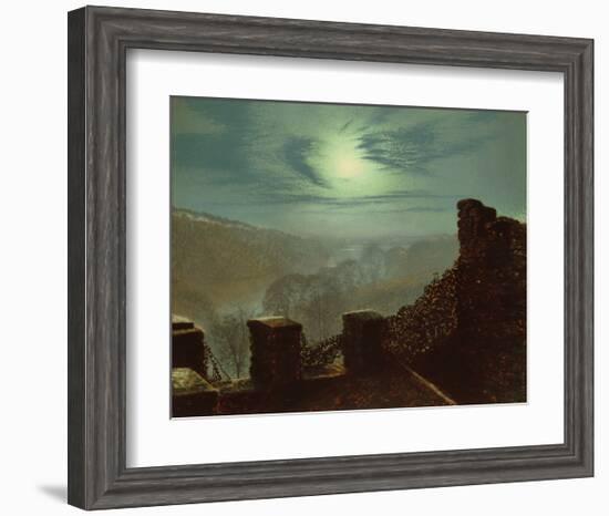 Full Moon Behind Cirrus Cloud from the Roundhay Park Castle Battlements-John Atkinson Grimshaw-Framed Giclee Print