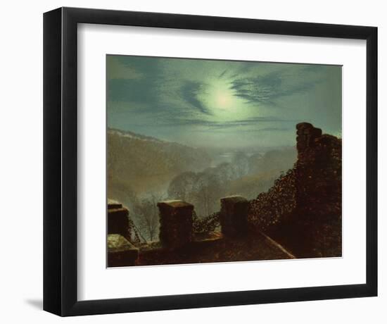 Full Moon Behind Cirrus Cloud from the Roundhay Park Castle Battlements-John Atkinson Grimshaw-Framed Giclee Print