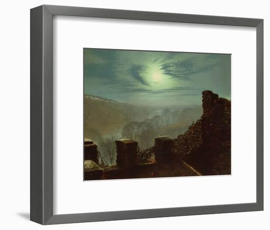 Full Moon Behind Cirrus Cloud from the Roundhay Park Castle Battlements-John Atkinson Grimshaw-Framed Giclee Print