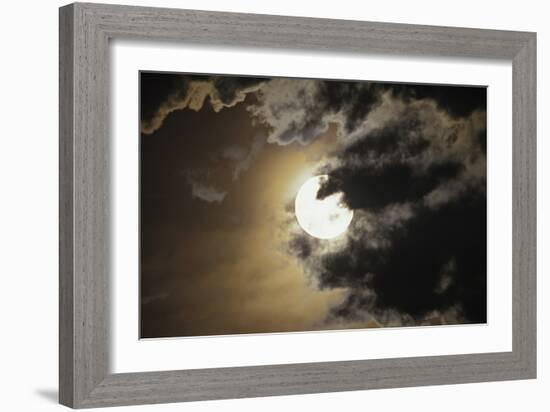 Full Moon in Clouds, Gleichen, Alberta, Canada-null-Framed Photographic Print