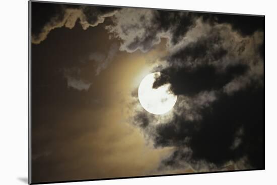 Full Moon in Clouds, Gleichen, Alberta, Canada-null-Mounted Photographic Print