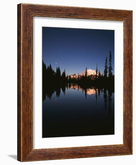 Full Moon in Upper Tipsoo Lake, Mount Rainier National Park, Washington, USA-Adam Jones-Framed Photographic Print