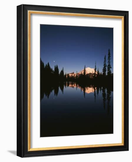 Full Moon in Upper Tipsoo Lake, Mount Rainier National Park, Washington, USA-Adam Jones-Framed Photographic Print