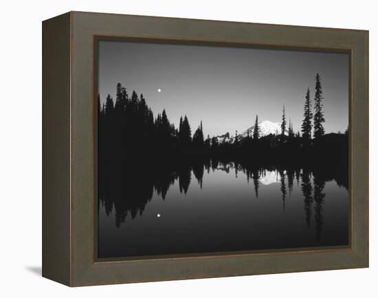 Full Moon in Upper Tipsoo Lake, Mount Rainier National Park, Washington, USA-Adam Jones-Framed Premier Image Canvas