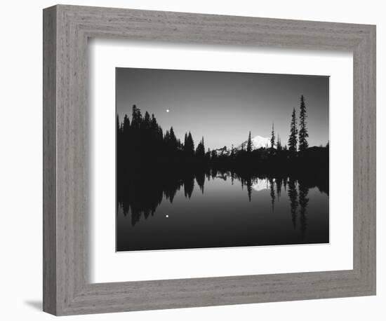 Full Moon in Upper Tipsoo Lake, Mount Rainier National Park, Washington, USA-Adam Jones-Framed Photographic Print