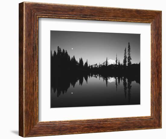 Full Moon in Upper Tipsoo Lake, Mount Rainier National Park, Washington, USA-Adam Jones-Framed Photographic Print