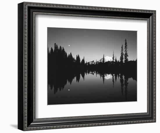 Full Moon in Upper Tipsoo Lake, Mount Rainier National Park, Washington, USA-Adam Jones-Framed Photographic Print