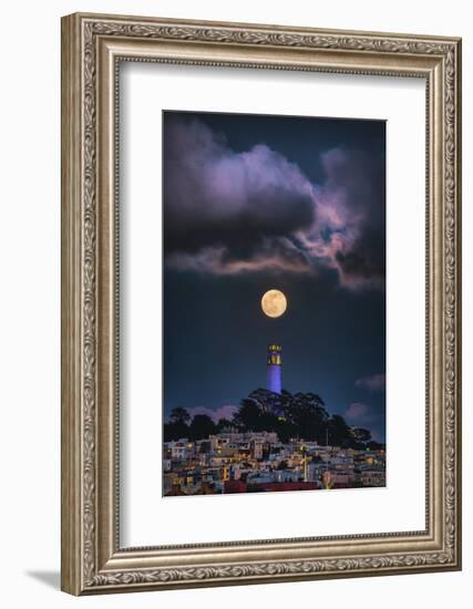 Full Moon Mood Coit Tower, San Francisco Iconic Travel-Vincent James-Framed Photographic Print