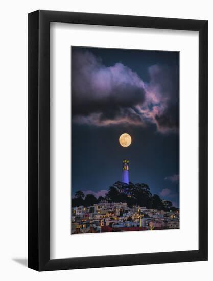 Full Moon Mood Coit Tower, San Francisco Iconic Travel-Vincent James-Framed Photographic Print