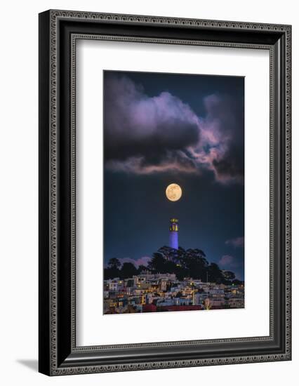 Full Moon Mood Coit Tower, San Francisco Iconic Travel-Vincent James-Framed Photographic Print