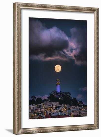 Full Moon Mood Coit Tower, San Francisco Iconic Travel-Vincent James-Framed Photographic Print