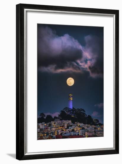 Full Moon Mood Coit Tower, San Francisco Iconic Travel-Vincent James-Framed Photographic Print