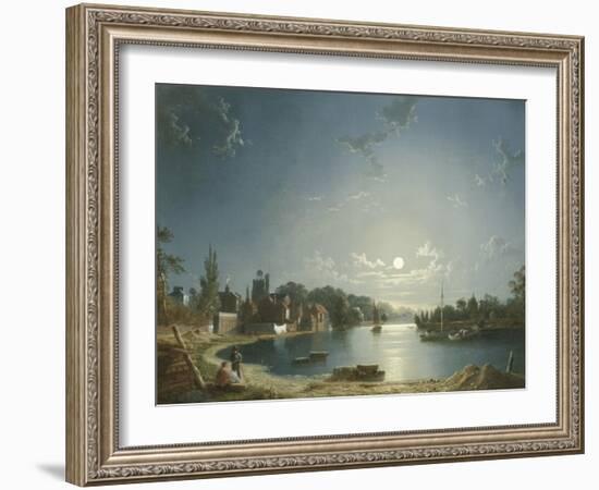 Full Moon on the River at Brentford-Henry Pether-Framed Giclee Print