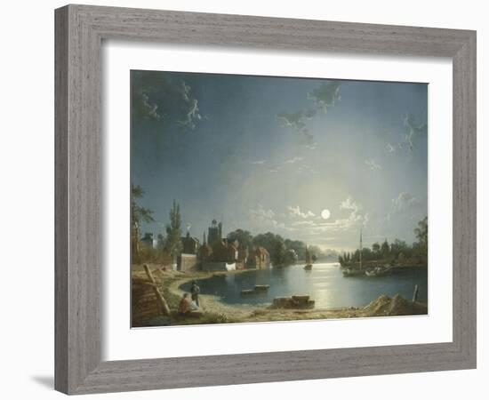 Full Moon on the River at Brentford-Henry Pether-Framed Giclee Print