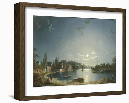 Full Moon on the River at Brentford-Henry Pether-Framed Giclee Print