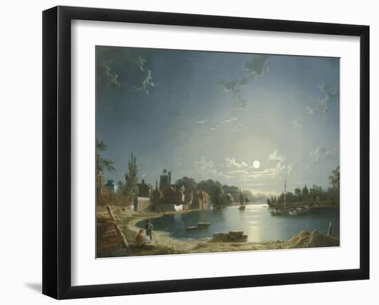 Full Moon on the River at Brentford-Henry Pether-Framed Giclee Print