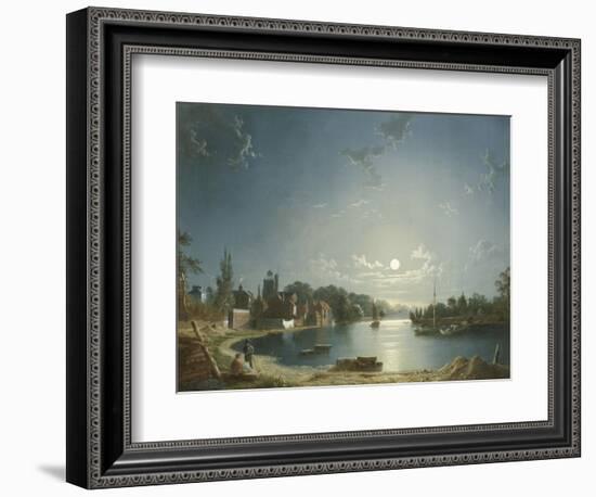 Full Moon on the River at Brentford-Henry Pether-Framed Giclee Print