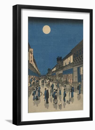 Full Moon over a Crowded Street-null-Framed Premium Giclee Print