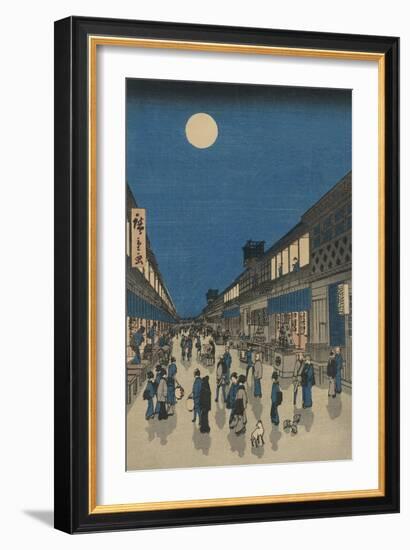 Full Moon over a Crowded Street-null-Framed Premium Giclee Print