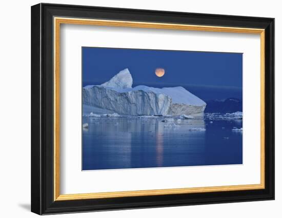 Full Moon over an Iceberg at Dusk, Saqqaq, Disko Bay, Greenland, September 2009-Jensen-Framed Photographic Print