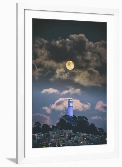 Full Moon Over Coit Tower, San Francisco Iconic Travel-Vincent James-Framed Photographic Print