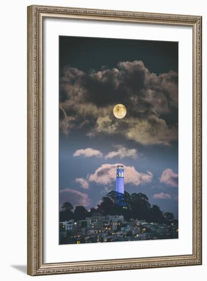 Full Moon Over Coit Tower, San Francisco Iconic Travel-Vincent James-Framed Photographic Print