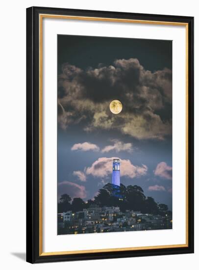 Full Moon Over Coit Tower, San Francisco Iconic Travel-Vincent James-Framed Photographic Print