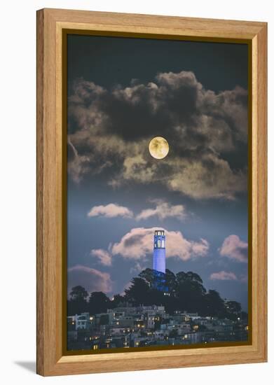 Full Moon Over Coit Tower, San Francisco Iconic Travel-Vincent James-Framed Premier Image Canvas