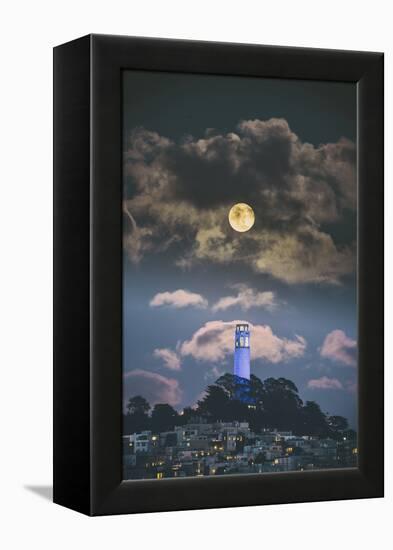 Full Moon Over Coit Tower, San Francisco Iconic Travel-Vincent James-Framed Premier Image Canvas