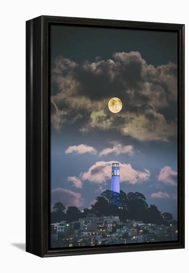 Full Moon Over Coit Tower, San Francisco Iconic Travel-Vincent James-Framed Premier Image Canvas