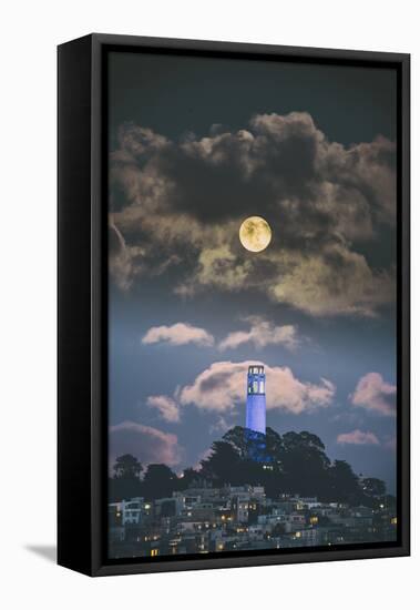 Full Moon Over Coit Tower, San Francisco Iconic Travel-Vincent James-Framed Premier Image Canvas